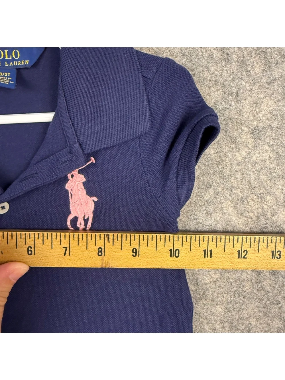 Polo Ralph Lauren Short Sleeve Polo Dress Navy Blue Pink Girl’s 3T Stretch 663